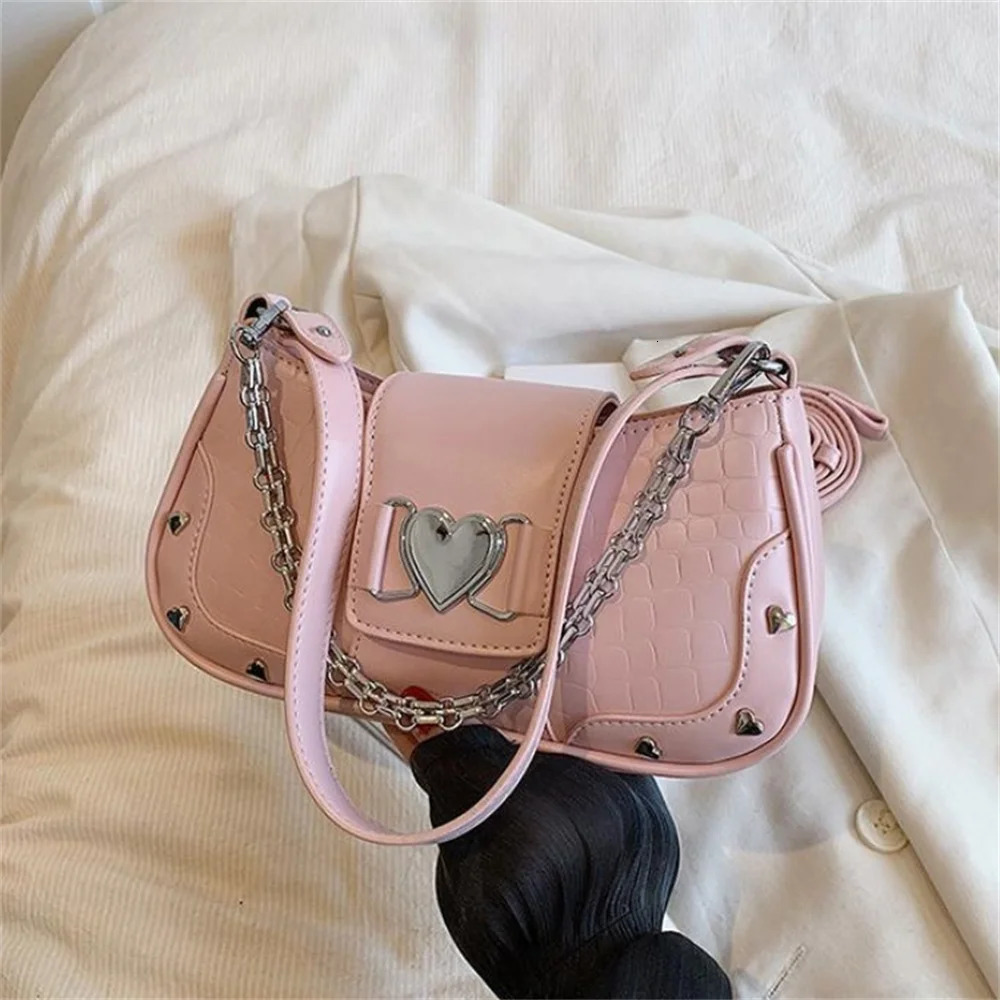 Trend Pink Shoulder Bags Women Y2K Armpit Bag PU Underarm Bag Solid Color Messenger Bag Purse Hobos Handbags 250110