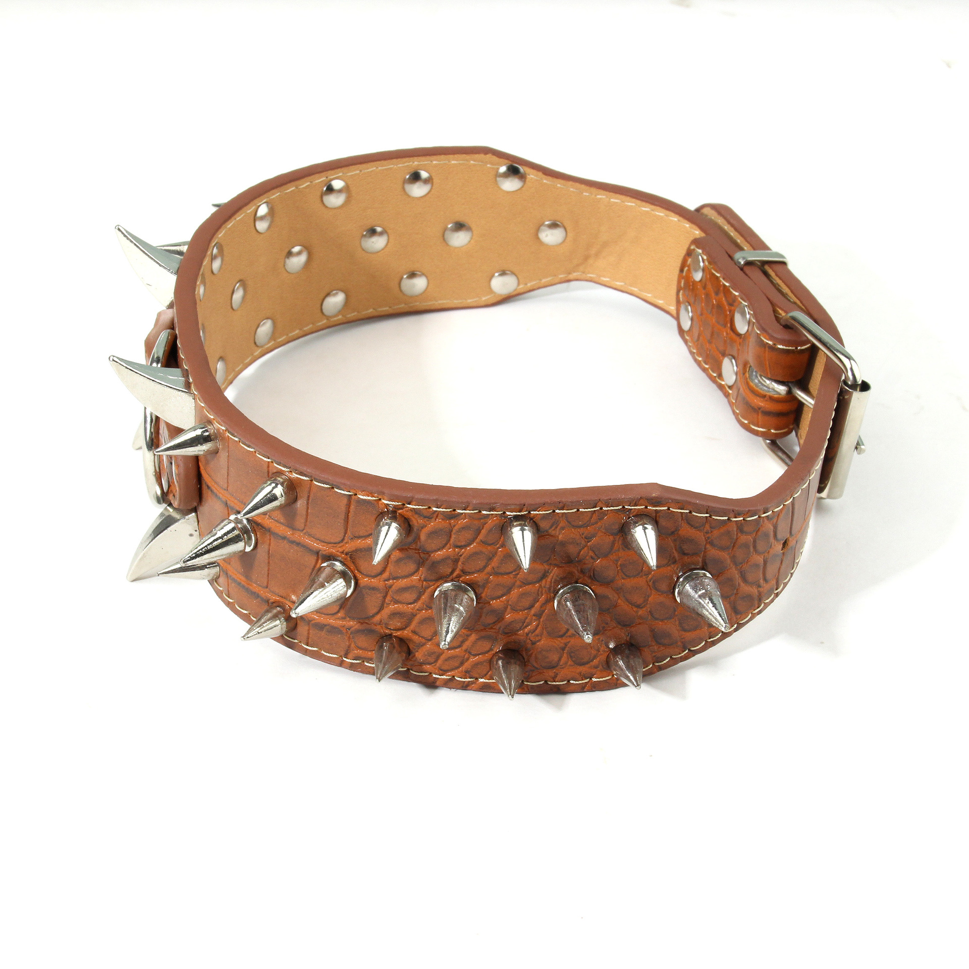 Stock Amazon Large dog riveted Necklace pet collar Alligator spike spike dog chain pet dog collar