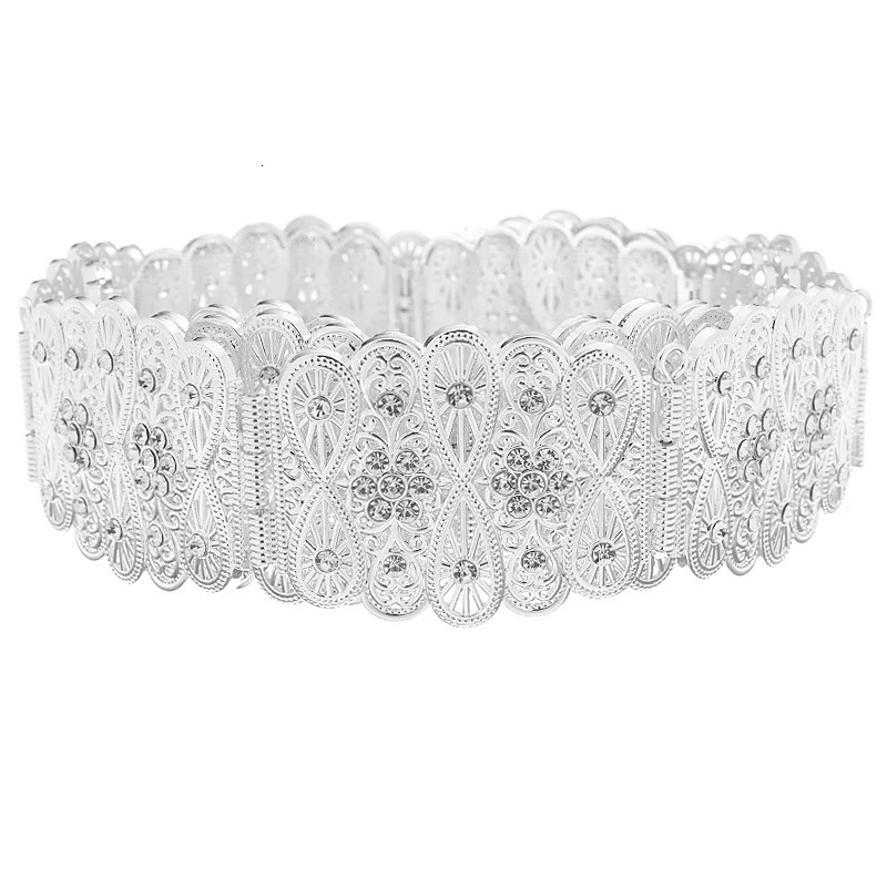 Moroccan court style Calvin flower metal strap suitable for womens party and wedding dresses crystal waist chain jewelry decoration 250110