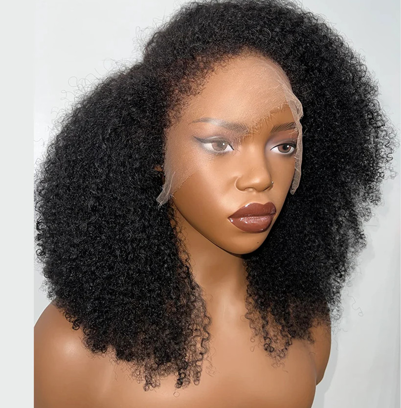 Hd 4b 4c Afro Kinky Curly Wig With 4c Kinky Edges 130 Density full Lace Front Human Hair Wig Curly brazilian natural raw Hair Wigs Pre-Plucked Lace Fr