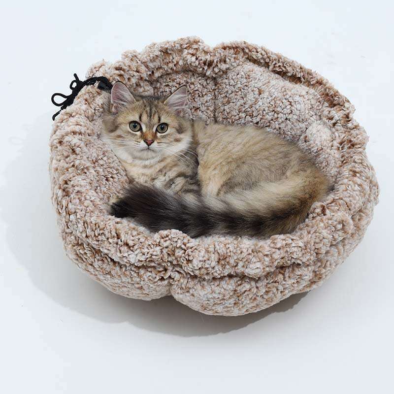 Dual-Purpose Pet Plush Flower Bed, Deep Sleep Bed for Winter, Warm, Comfortable, and Soft Round Pet Bed