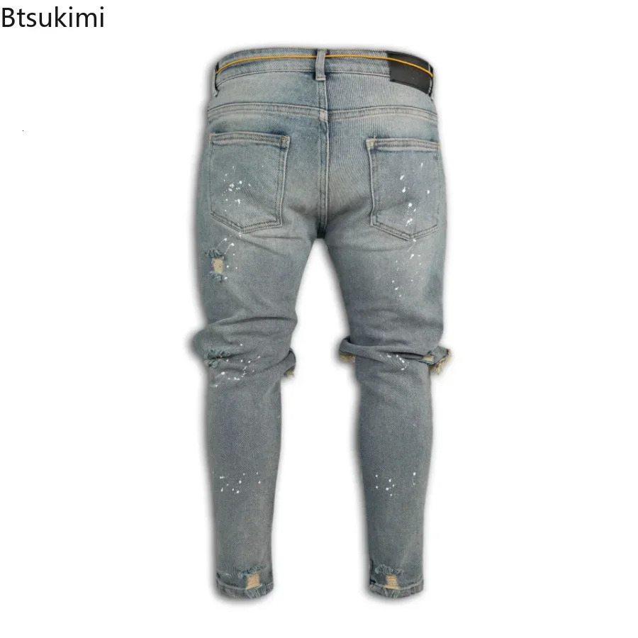 Ripped Hole Jeans for Men Hip Hop Cargo Pant Distressed Denim Jeans Skinny Men Clothing Full Length Slim Trousers Male 250118