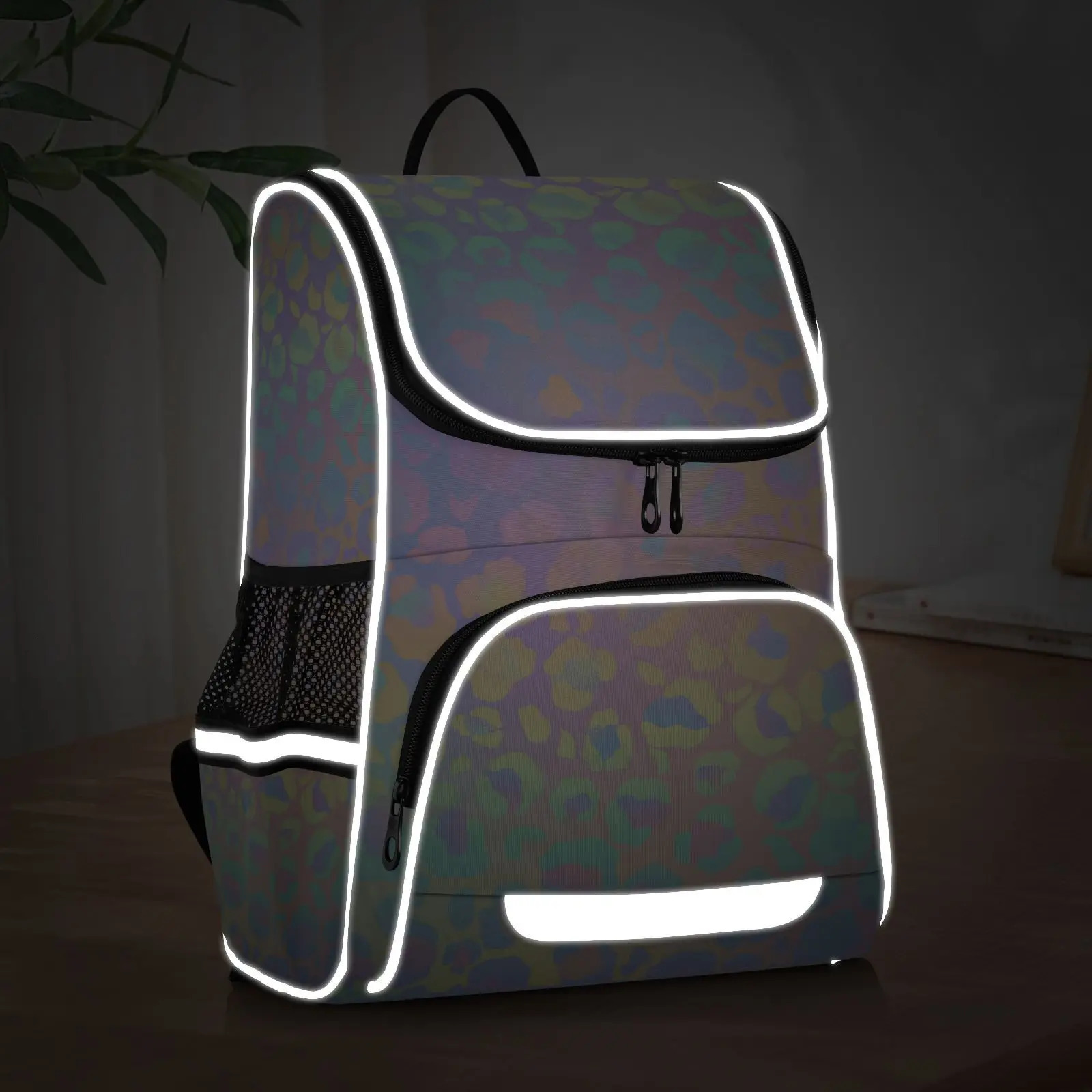 Schoolbag Children Backpack Girl Primary Rainbow leopard tie-dye reflective stripe Book Bag Multi Pockets Japanese Backpacks 250109