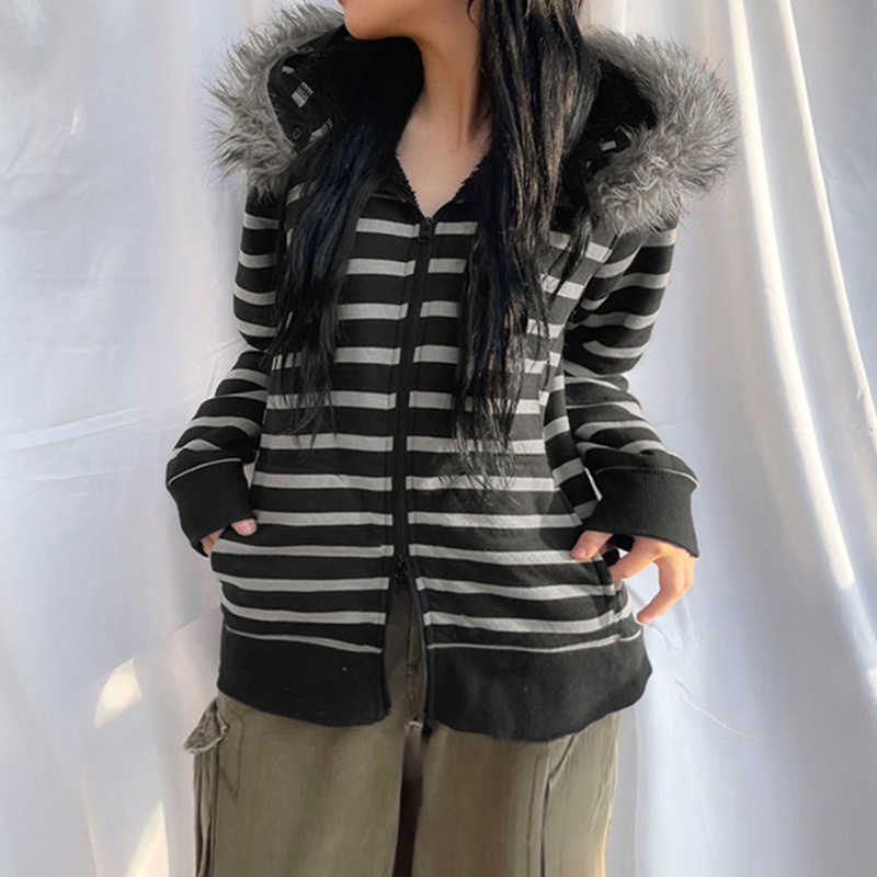 Autumn Winter Womens Fur Patchwork Fashionable Hooded Warm Solid Color Zipper Short Cardigan Jacket Women Jackets Coat Woman Fur 241209