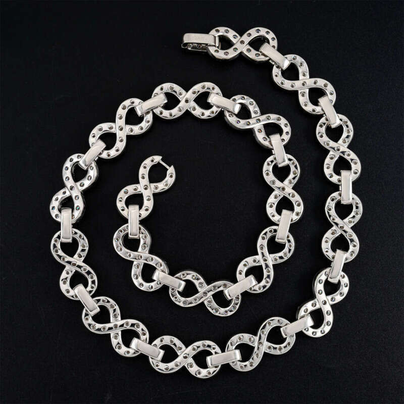 Hot sale design 13mm Infinity necklace VVS moissanite sterg sier ice out dia mossanite cuban k chain