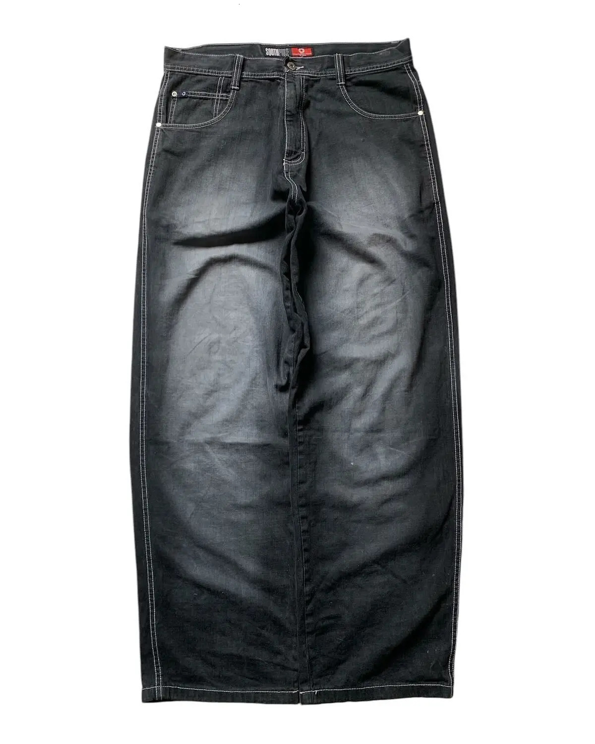 2025 Wash Retro Southpole Jeans Loose Jeans Mens and Womens Y2K Harajuku Gothic Hip Hop Skateboard Pants Street Wear Jeans 250114