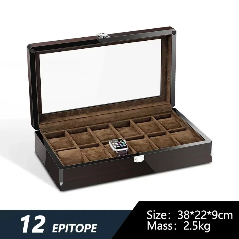 Jewelry Collection Storage Durable Packaging Holder Watch Organizer Box Casket Black Brown Retro Wooden Watch Display Case 250117