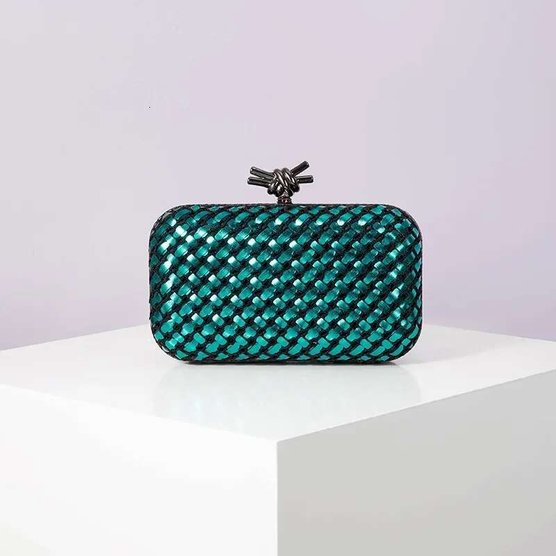 Woven Clutch Bag For Women Formal Party Contrast Color Microfiber Thread Braid Evening Bags Classic Chain Small Square Handbags