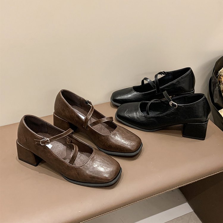 Women Dress Shoes Fashion Simple Style Design Sense Triple Black Coffee Free shipping