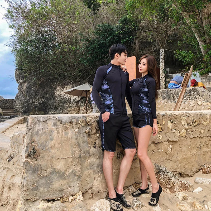 Rash Guard Women Swimsuit Lovers Wetsuit Diving Suit Long Sleeve Swimwear Men Surf Sunscreen Beach Bathing Suit Monokini 250108