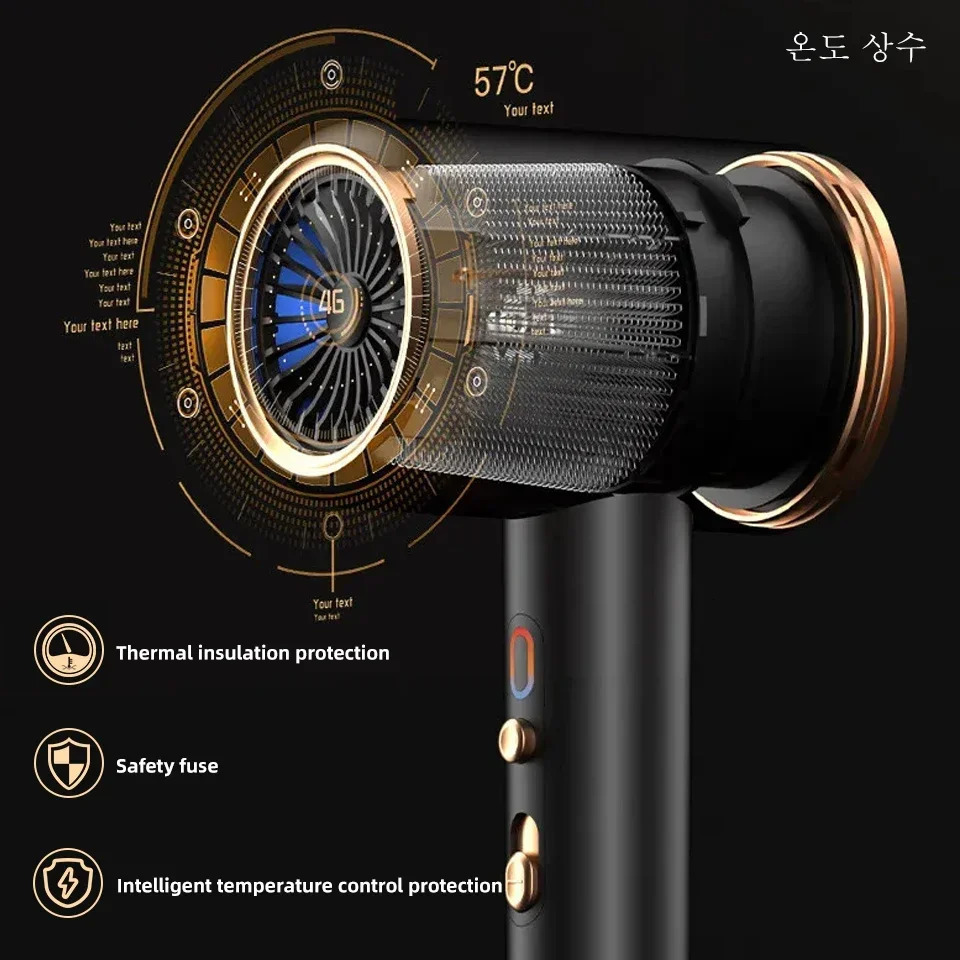 Professional Hair Dryer Cold Wind Air Brush Hairdryer Negative Lonic Blow Dryer Strong PowerDryer Salon Tool 2400W 3th Gear 250114