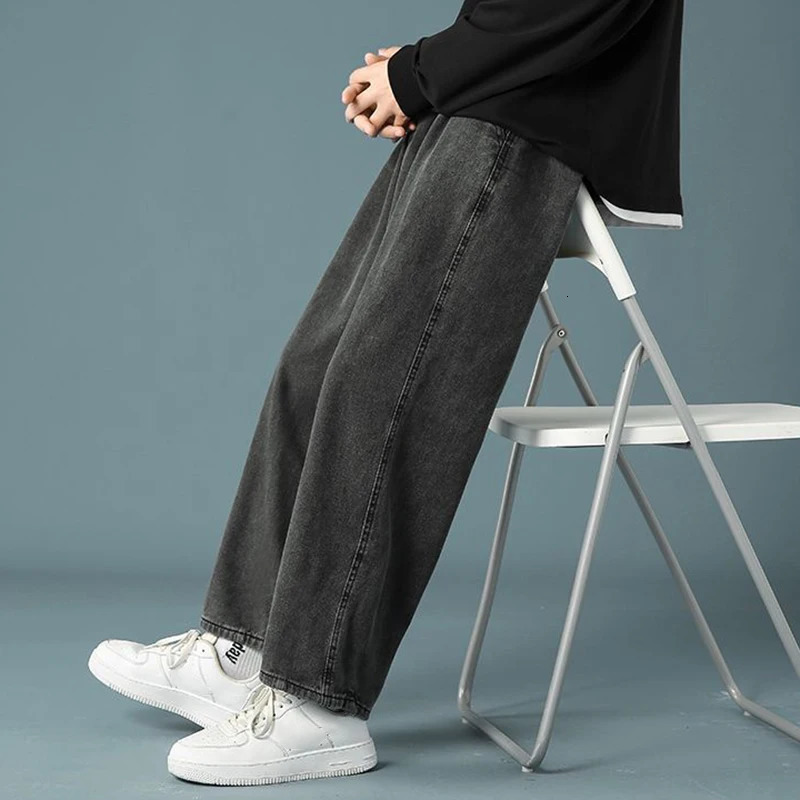 Men Daily Simple Outside Sports Casual Jeans Male Basic Straight Leg Denim Pants High Quality Wide Leg Denim Trousers 250116
