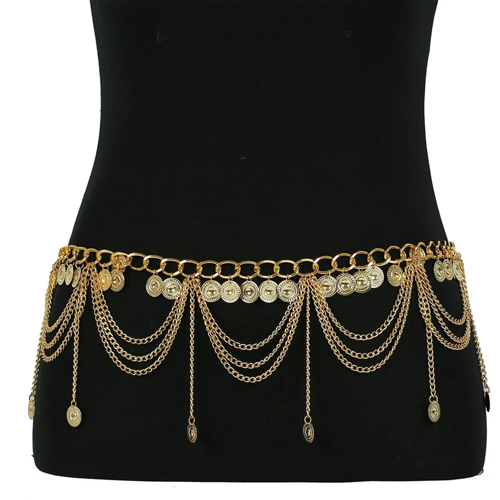 Multi waist chain/jewelry/long/gift/punk/bohemian gold coin tassel pendant fashionable zinc alloy belly party girl 250110