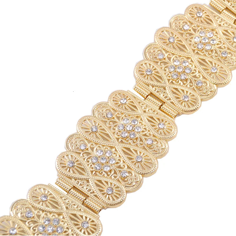Moroccan court style Calvin flower metal strap suitable for womens party and wedding dresses crystal waist chain jewelry decoration 250110