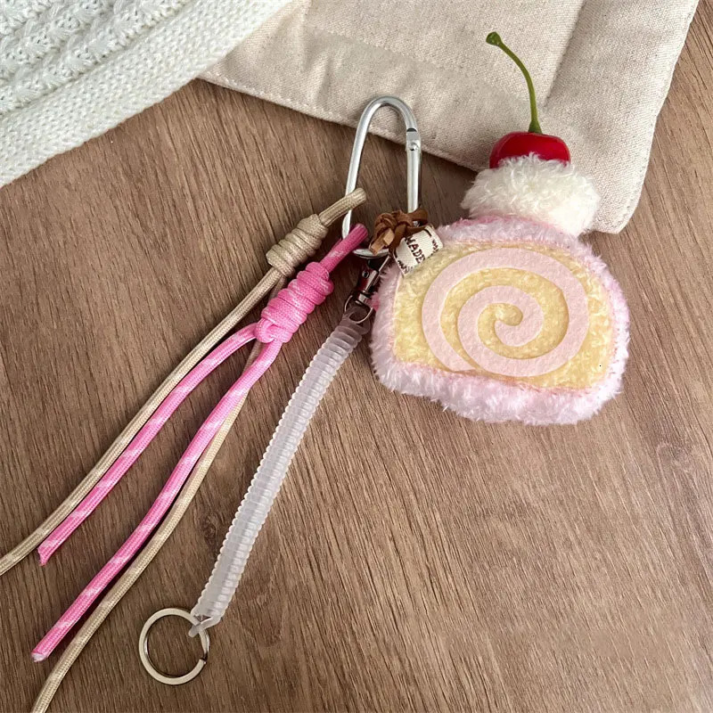 Plush Cake Pendant Key Chain Three-dimensional Afternoon Tea Series Bag Pendant Plush Dessert Coffee Climbing Rope Pendant 250110