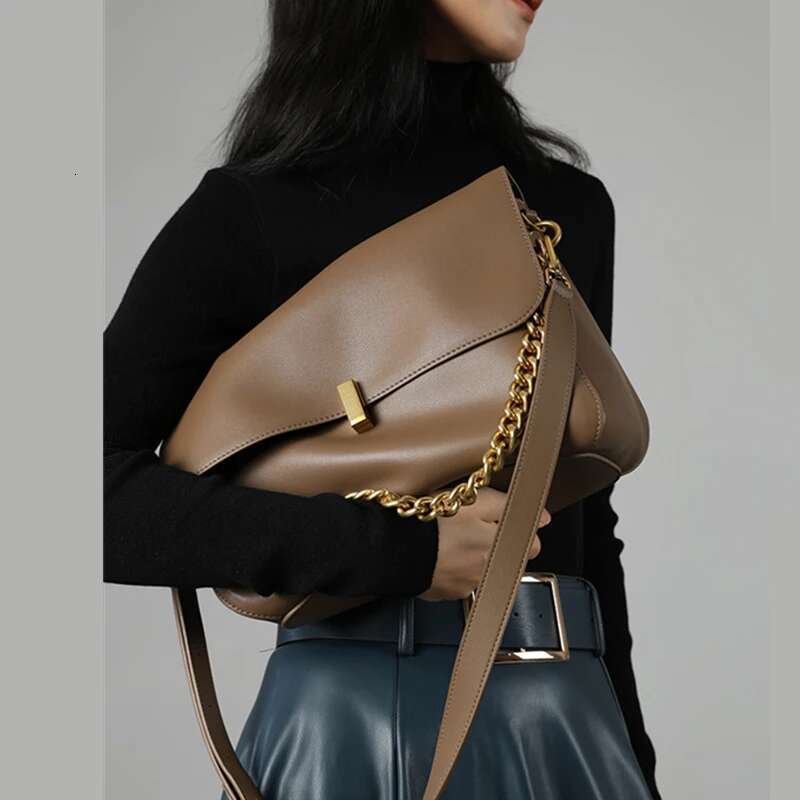 Genuine Leather Chain Shoulder hot Bag for Women - Designer Square Crossbody Purse, Satchel Handbag