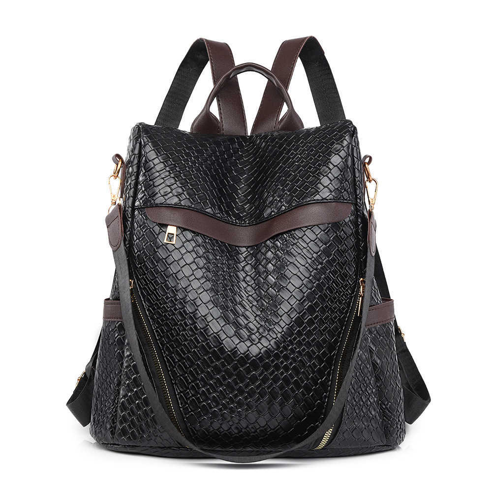 Soft leather backpack new large capacity anti theft casual backpack single shoulder dual use Fashion womens bag