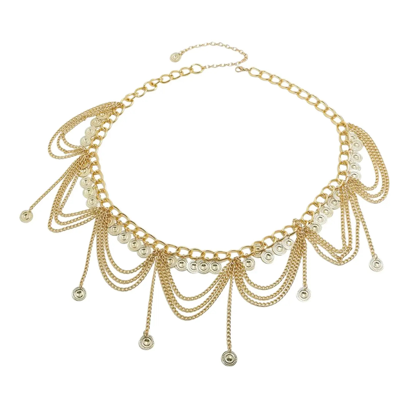 Multi waist chain/jewelry/long/gift/punk/bohemian gold coin tassel pendant fashionable zinc alloy belly party girl 250110