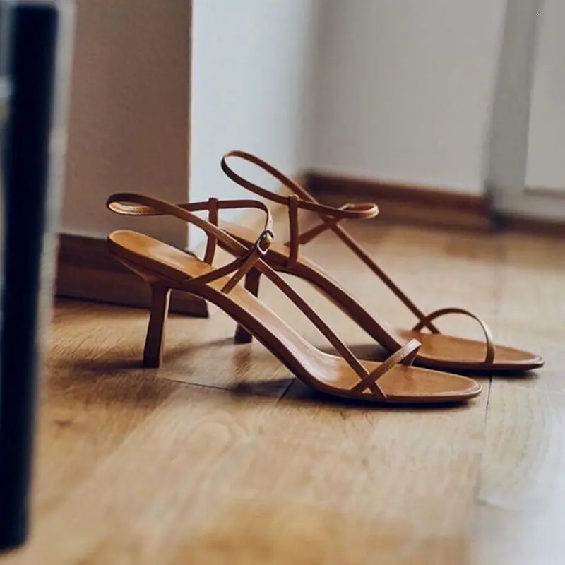 Womens Sandals Kitten Heel Thin Belt Thin Heel French Pumps Sandals Fairy Style Summer High Heel Fashion Sexy Style 250109