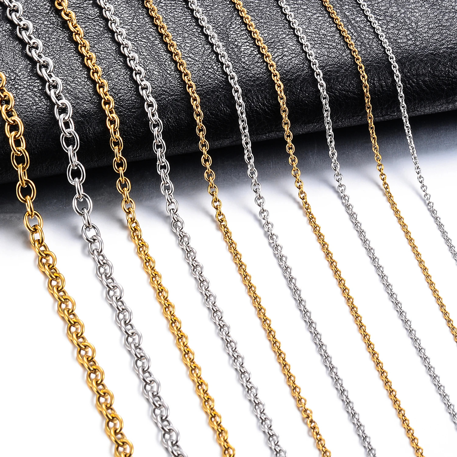 Width 15192342 mm Stainless Steel Rolo Link O Chain Gold Color Mental Necklace For Women Mens Jewelry Gift 250114