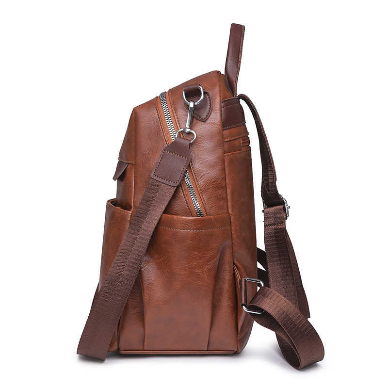 new color blocking womens backpack casual large capacity backpack dual use PU single shoulder womens bag