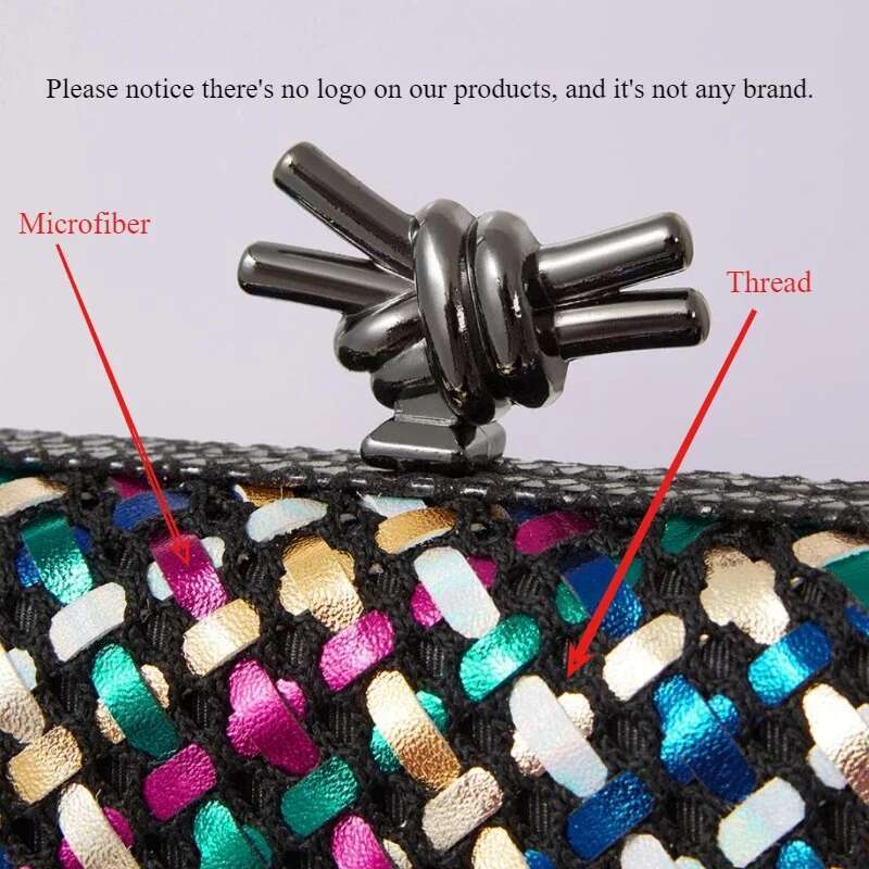 Woven Clutch Bag For Women Formal Party Contrast Color Microfiber Thread Braid Evening Bags Classic Chain Small Square Handbags