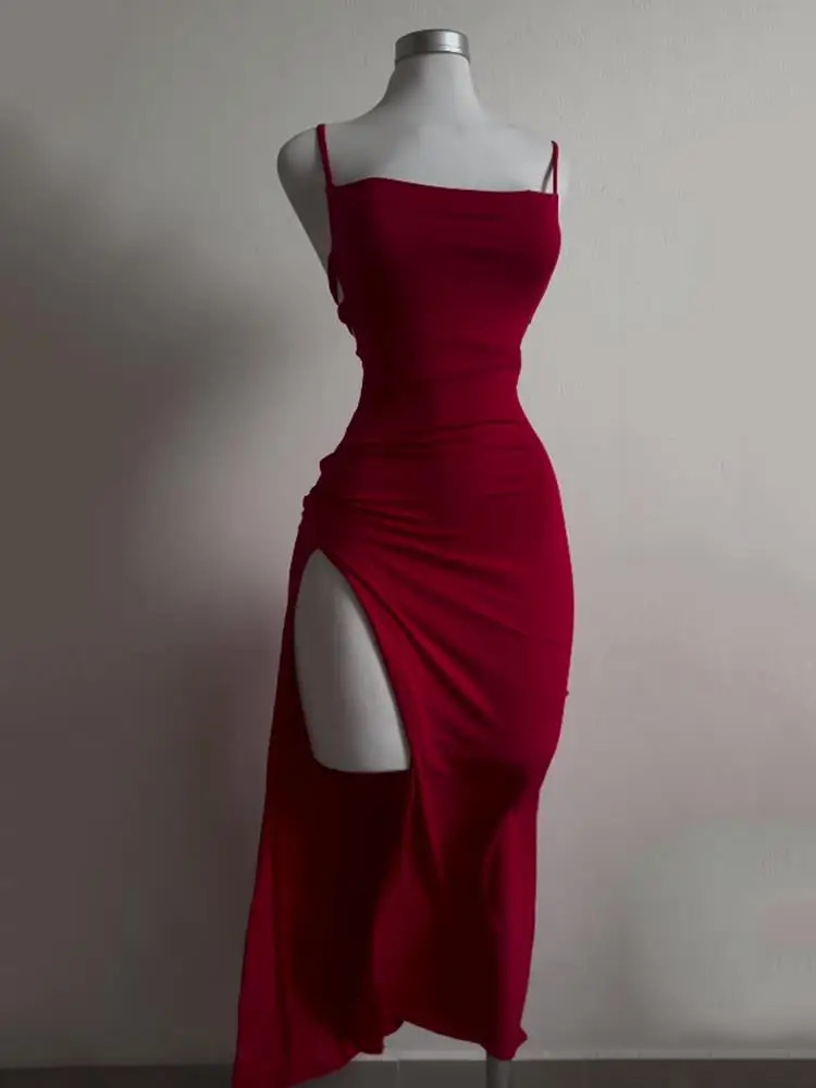 explosive dress summer high sensitivity halter strap Spice Girl bag hip dress 250117