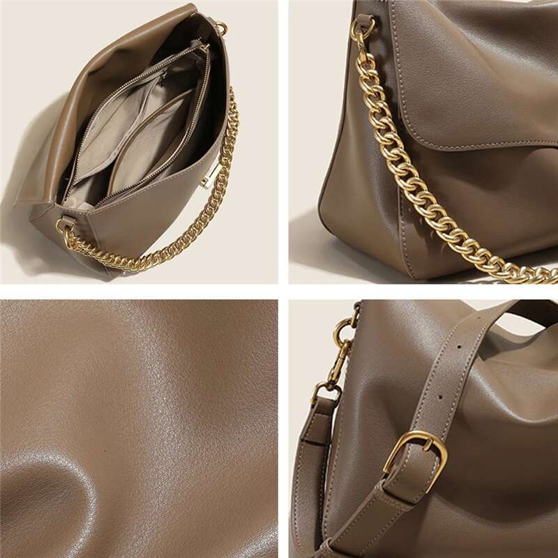 Genuine Leather Chain Shoulder hot Bag for Women - Designer Square Crossbody Purse, Satchel Handbag