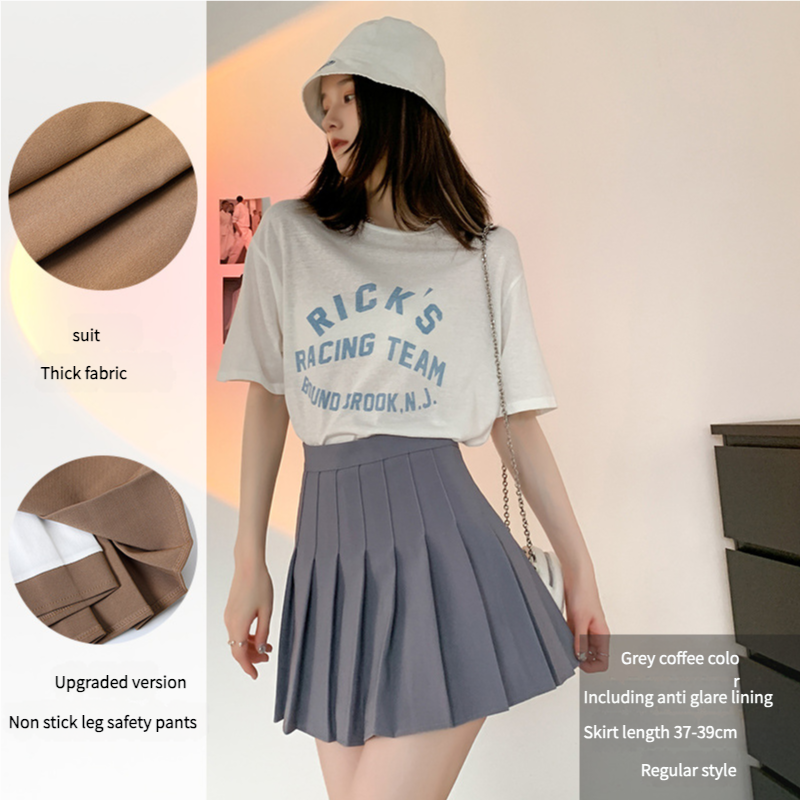 Pleated skirt for women summer white short skirt Japanese-style high-waist slimming autumn and winter new JK plaid, plus-size A-line