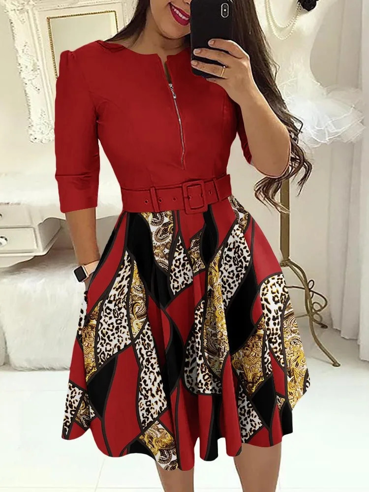 Casual Oneck Long Sleeve Dress Office Lady Spring Autumn Fashion Elegant Striped Print Pleated Dresses For Women 2023 Female 250109
