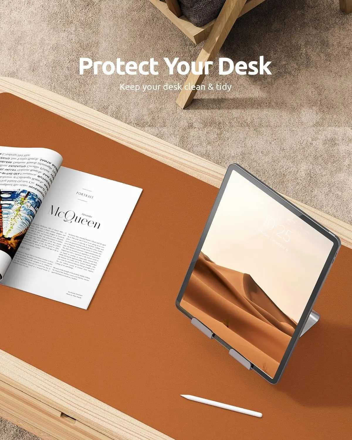 Office Desk Mat Leather Desk Pad Protector Large Mouse Pad Non-Slip PU Leather Waterproof Desk Blotter Laptop Desk Pad O250118