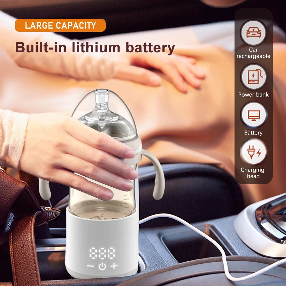 Baby Bottle Warmer Milk Heater with Digital Display for Instant Temperature 5500mAh Battery Breastmilk 250117