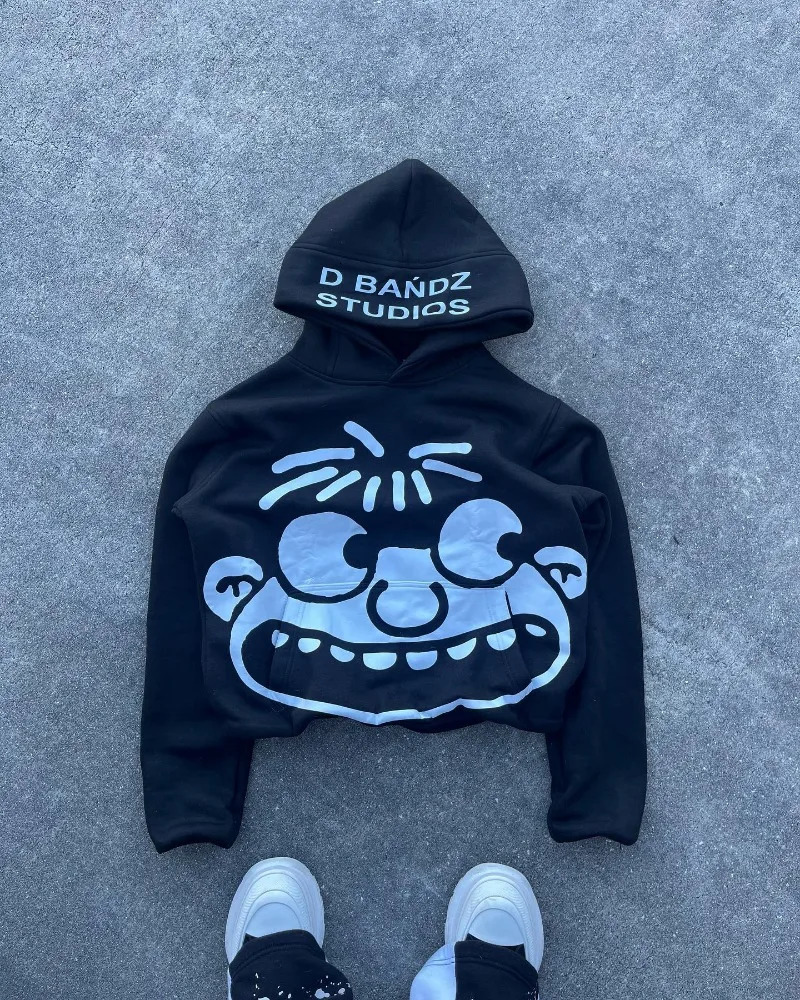 American Harajuku fashion cartoon letter print hoodie male y2k Goth punk couple Street trend casual loose oversized sweatshirt 250109