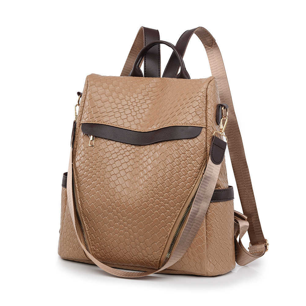 Soft leather backpack new large capacity anti theft casual backpack single shoulder dual use Fashion womens bag