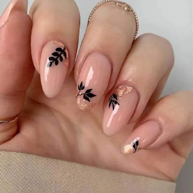24Pcs Simple Pink Press on Nails Shiny Glitter False Nail On Almond Fake Nails with Glue Wearable Acrylic Full Cover Nail TipsW250120