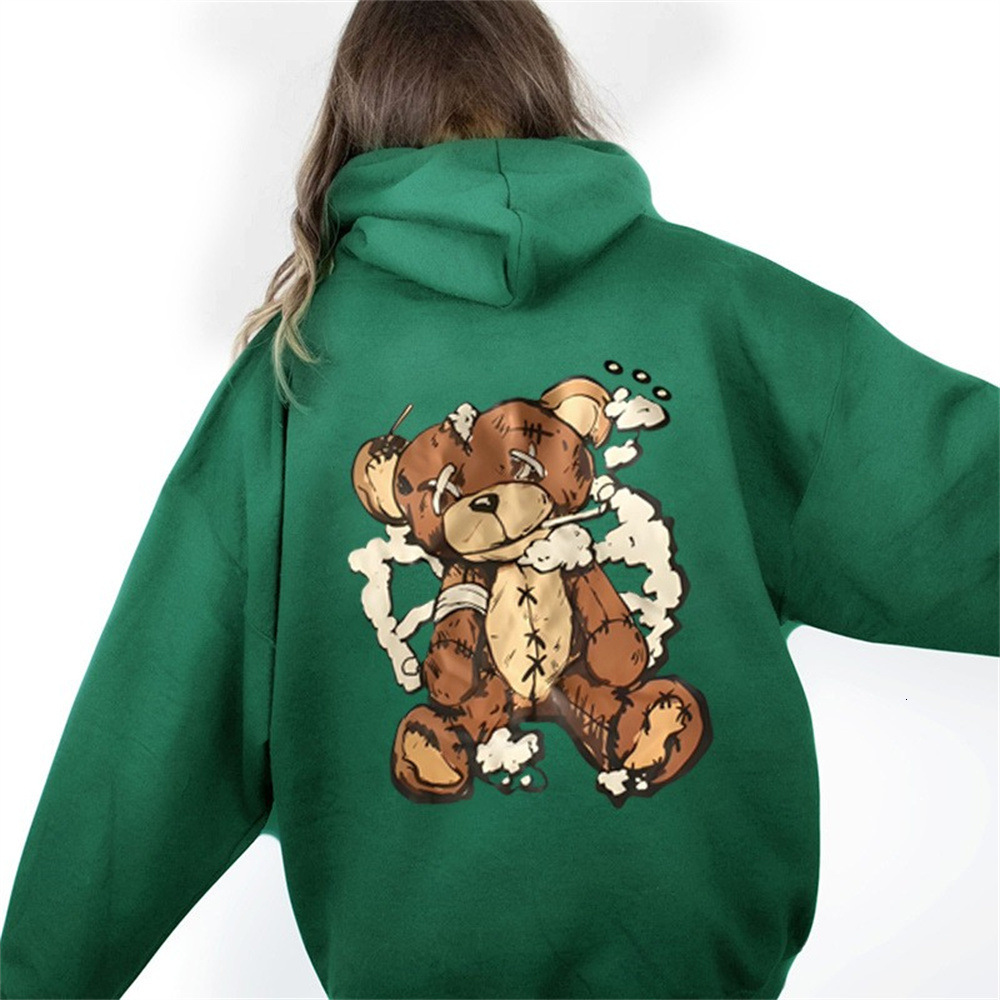 Autumn And Winter New Letter Fashion Printed Back Collar With Fleece Hooded Sweatshirt For Women 12