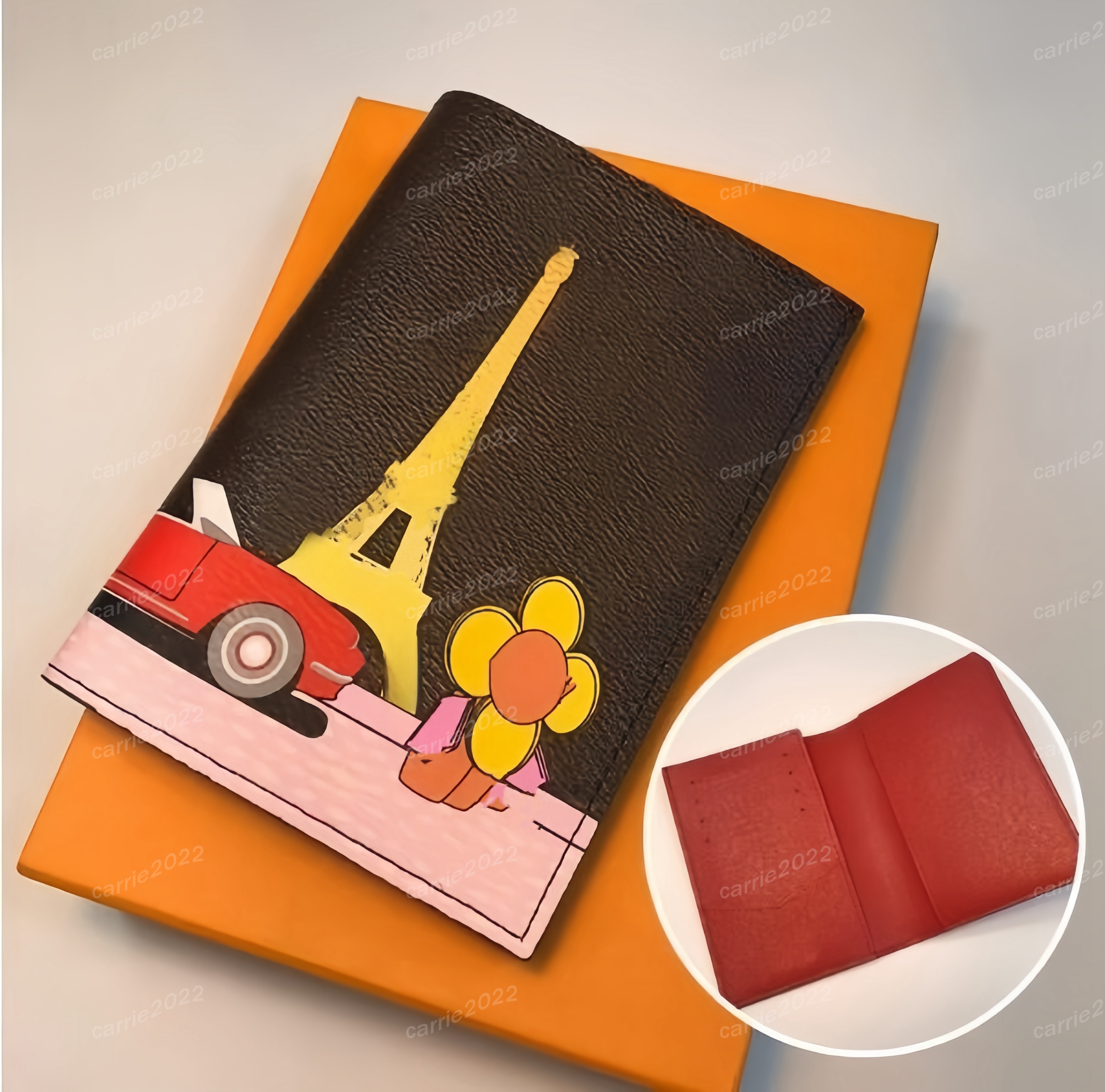 Womens Designer Card Holder PASSPORT COVER Fashion brands business Protection Case Trendy Credit Mens Wallet Brown Iconic 63486