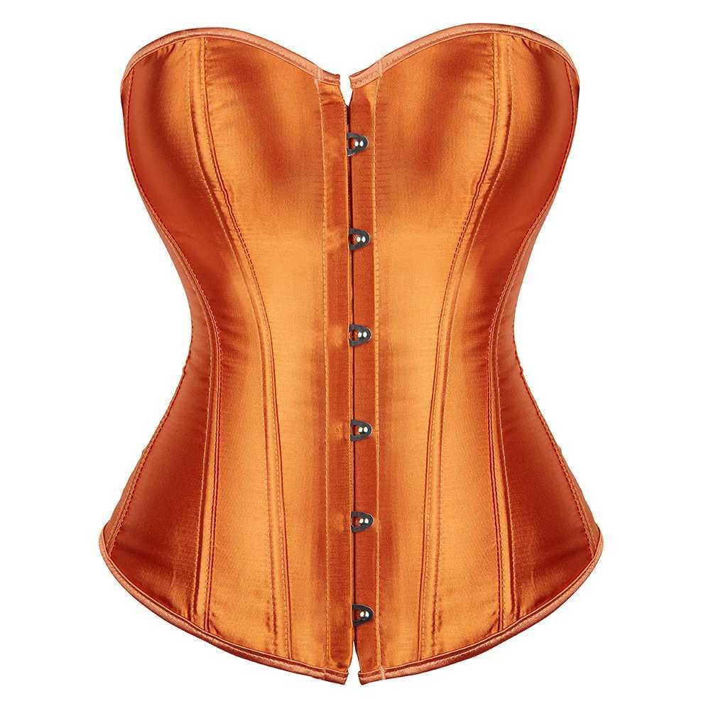 Corsets Top For Women Satin Corset Plus Size Vintage Overbust Corset Orange Burlesque Costumes XS-7XL W250120