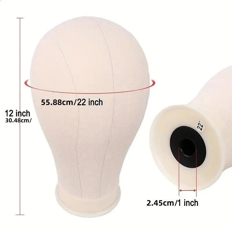 22 Inch Mannequin Head With Stand Canvas Head Wig Model WithMount Hole For DlY Wig Making 250117