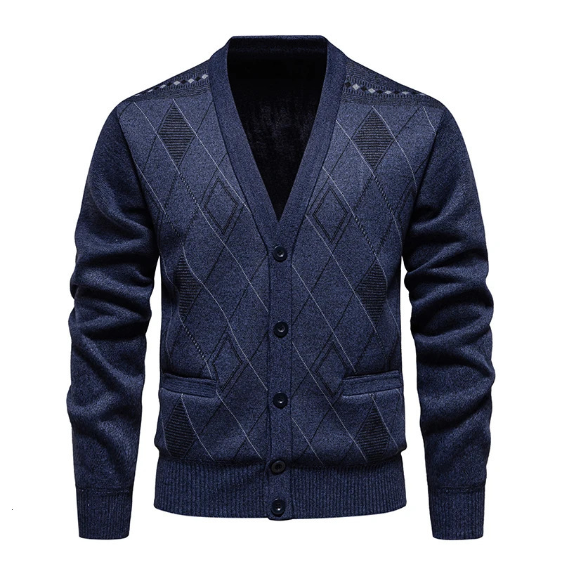 Mens Fleece Thick Cardigan Autumn Winter Knitted Sweaters Male Cardigans Slim Fit Cold Sweater Coat Jacket 250115m