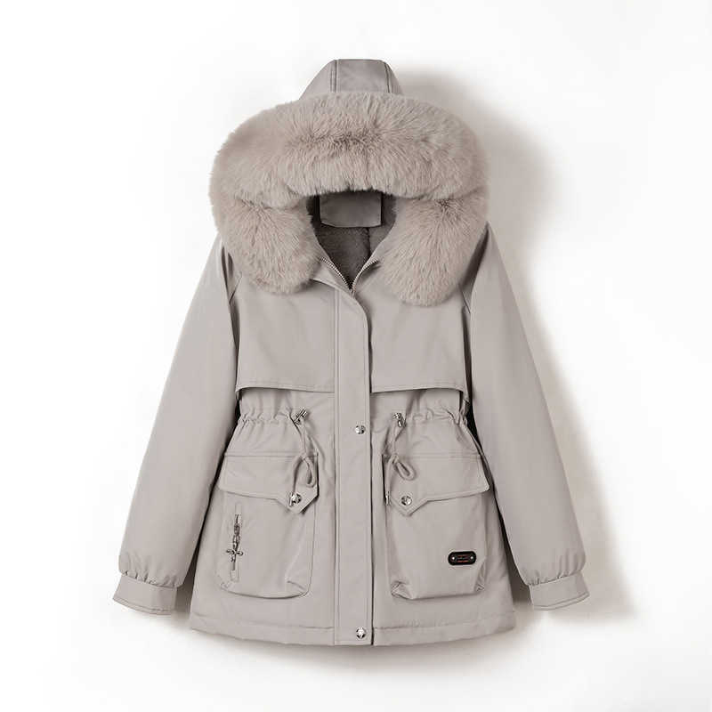 Overcome Womens New Winter Fashion Versatile Cotton Jacket With Hoodie Big Plush Collar Warm Cotton Jacket For Women Women Jackets Coat Woman Fur 2412