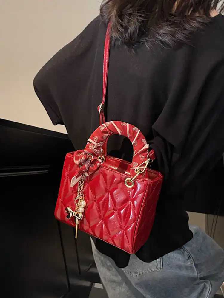 Small Square Bag Red Handbag For Wen Spring Autumn Fiable Design Single Shoder Crossbody Bag High-end Handheld Bags Z250120