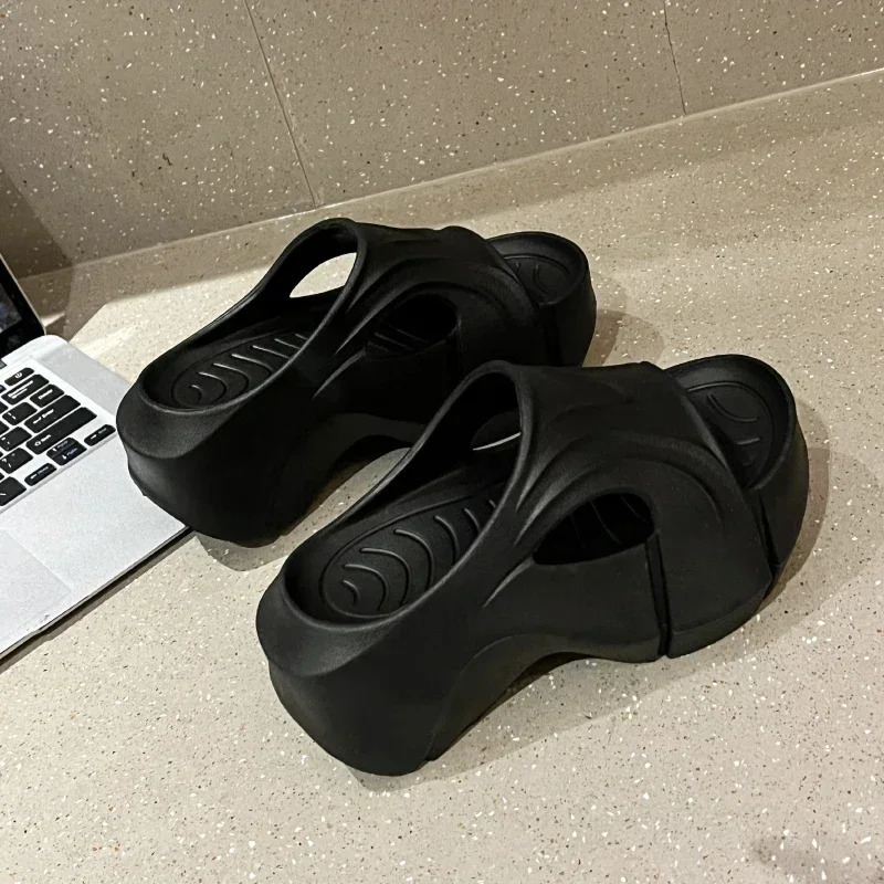 Summer Flip Flops Women Fashion Platform High Heel Slides Shoes Soft EVA Couple Outdoor Modern Beach Casual Slippers Women 250117