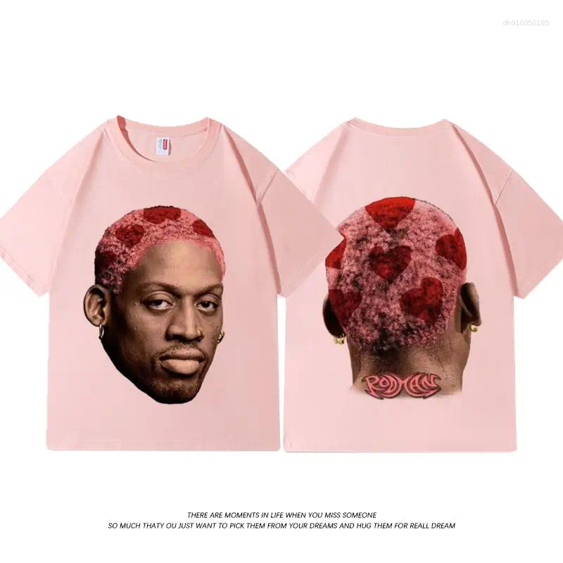 Mens T Shirts American Retro Basketball Rodman Printed T-shirt Summer Round Neck Pure Cotton Short Sleeve Men Women Sports Leisure Ins