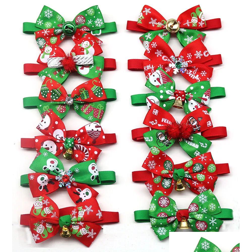 Apparel Accessories 50Pcs Christmas Bow Tie Dogs Pets Samll Cat Puppy Bowties For Small Drop Delivery Pet Supplies Dhqkn