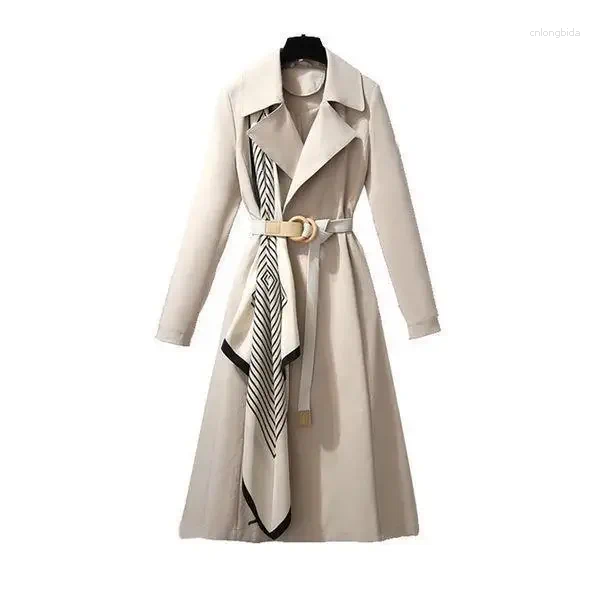Womens Trench Coats 2025 Spring And Autumn Fashion Medium-Length Elegant Casual Windbreaker Jacket Korean Style Long Sleeve Overcoat