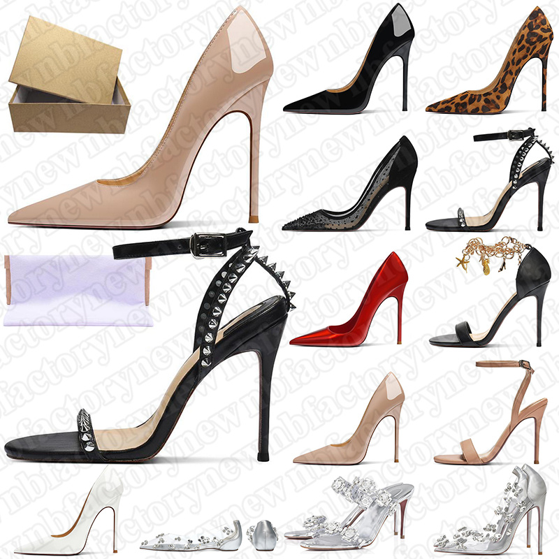 designer dress shoes womens ladys high heels luxury pumps 6 8 10 12cm stiletto heel girls patent leather pointed toes red bottomed black nude heels rhineston classic