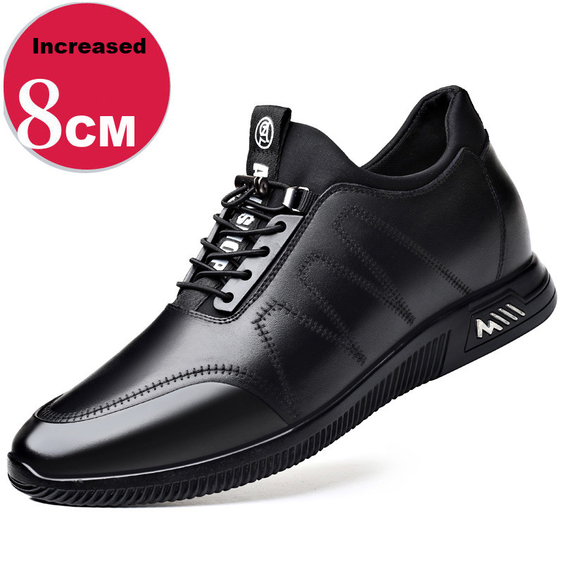 Leather 6cm invisible inner increase men's shoes Autumn breathable mesh surface sports casual shoes 8cm increase men's leather shoes 37-45 f