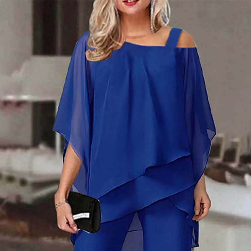 Women Suit Spring Summer Autumn Bat Sleeve Tops Trousers Casual Off-Shoulder Irregular Party Suit Elegant Two-piece Set Women 250113
