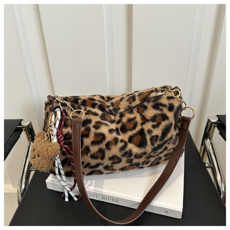 New Fashion Designer Leopard Print Shoulder Bag Casual Wallet Outdoor Handbag Card Bag Bowling Bag Trendy Street Bag